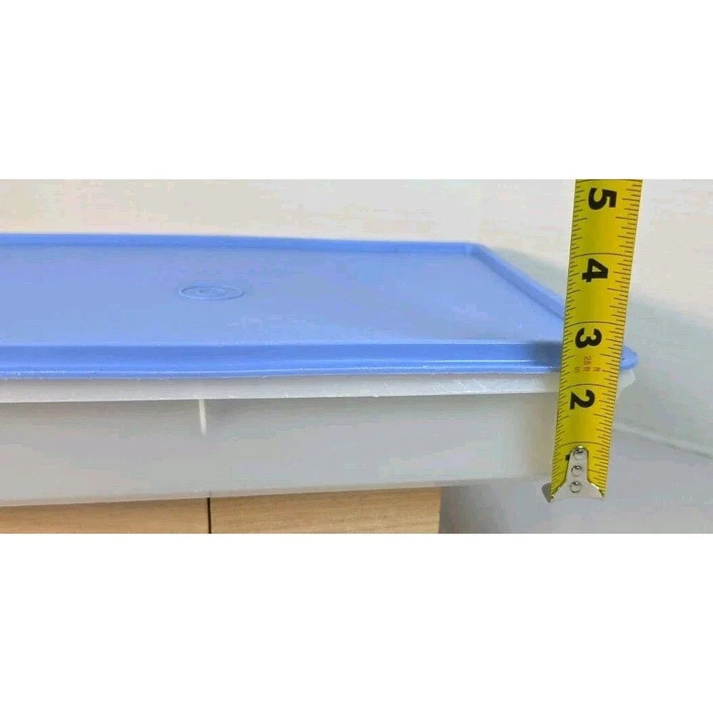 Vintage Tupperware 9 X 13 X 3 Snack & Store Sheer/ Blue Lid 290-2